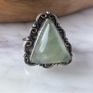 Silver Plated Green Rutile Ring